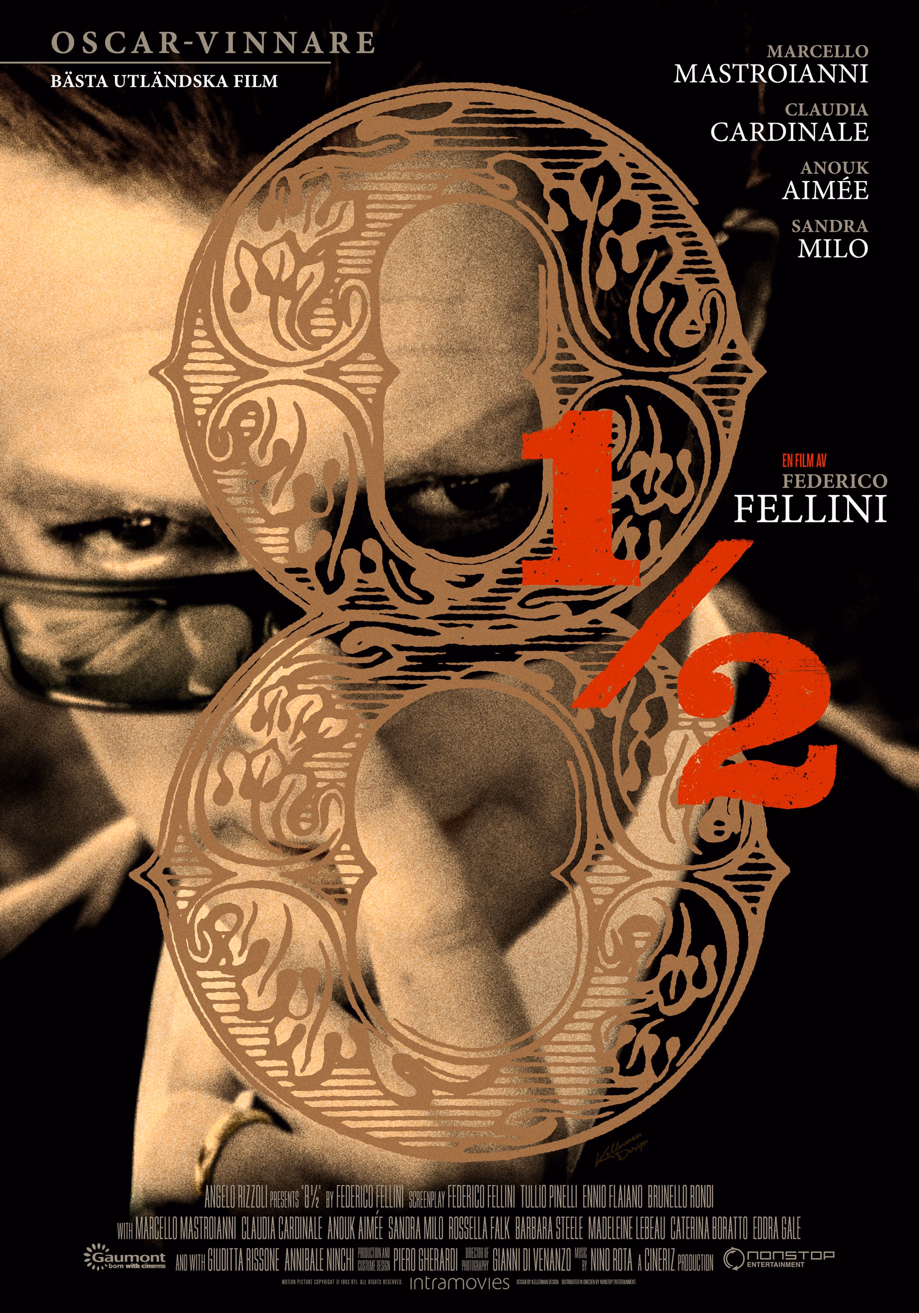 8½ (1963) Federico Fellini theatrical onesheet swe